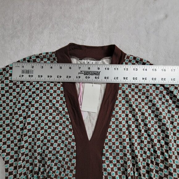 Cabi Womens Brown Teal Polka Dot V-Neck Short Sleeve Mini Dress XL Stretch New - Picture 7 of 11